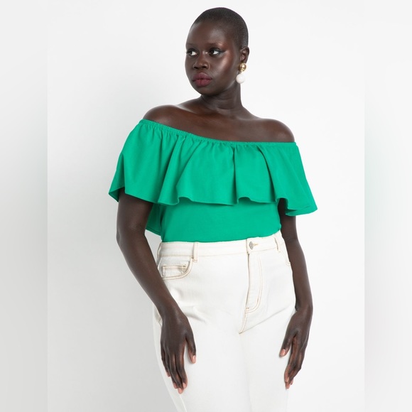 Eloquii Tops - Off the Shoulder Ruffle Top